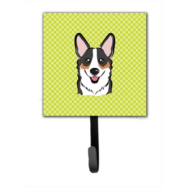 Carolines Treasures Checkerboard Lime Green Corgi Leash or Key Holder- 4.25 W x 7 H In. BB1317SH4 - main